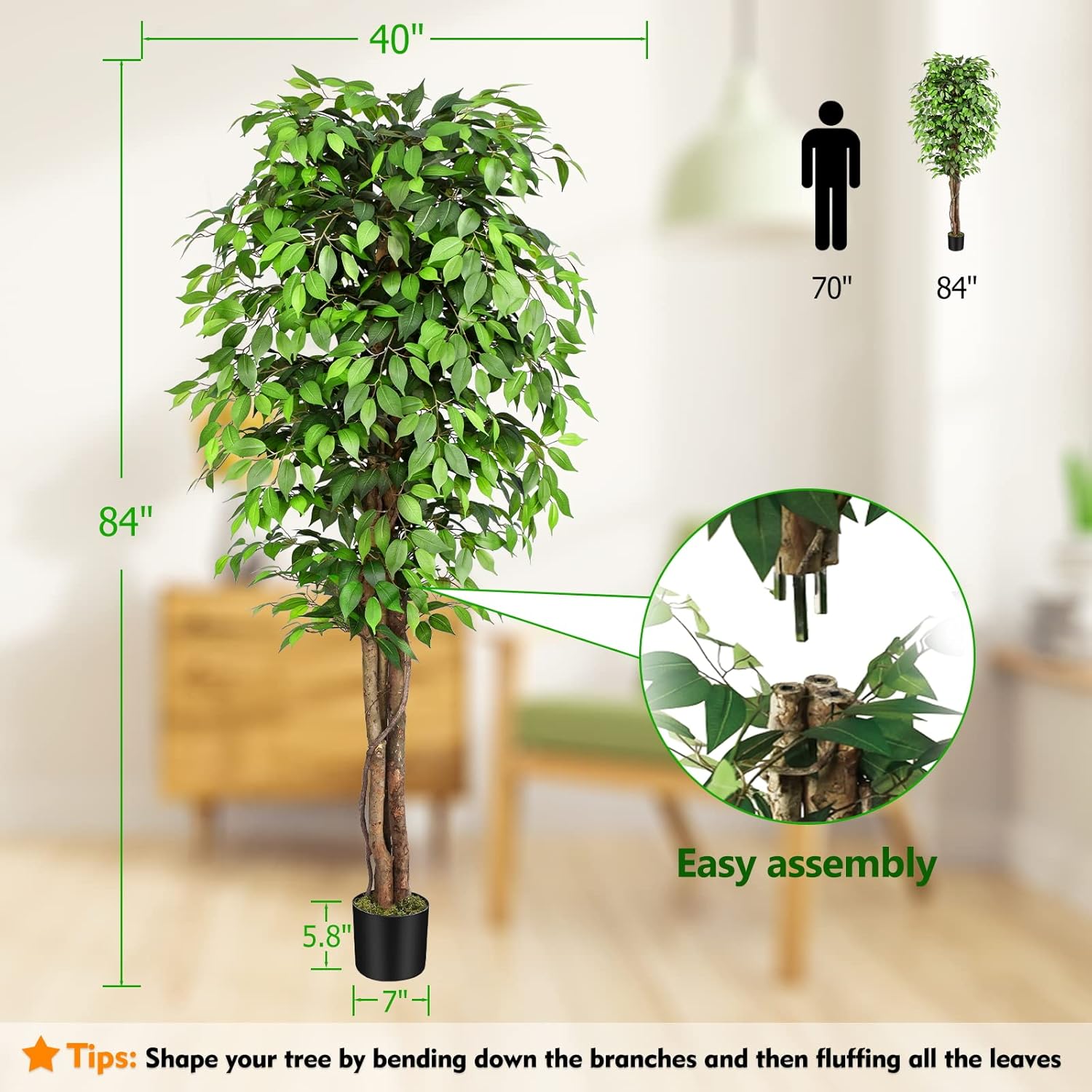 Albero di Ficus Artificiale Re - Dracaena Marginata recensione e prezzo